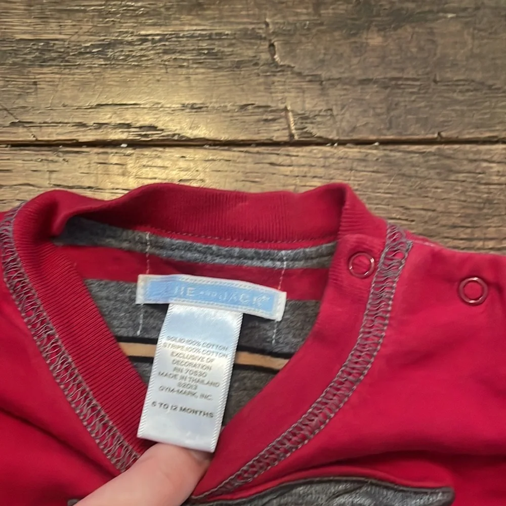 Janie & Jack red Airplane and stripes reversible long sleeve baby